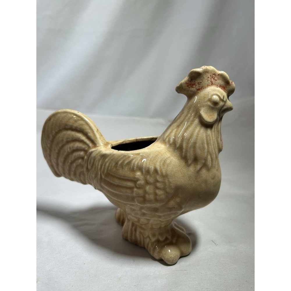 Vintage Rooster Chicken Planter Ceramic Farmhouse House Decor
